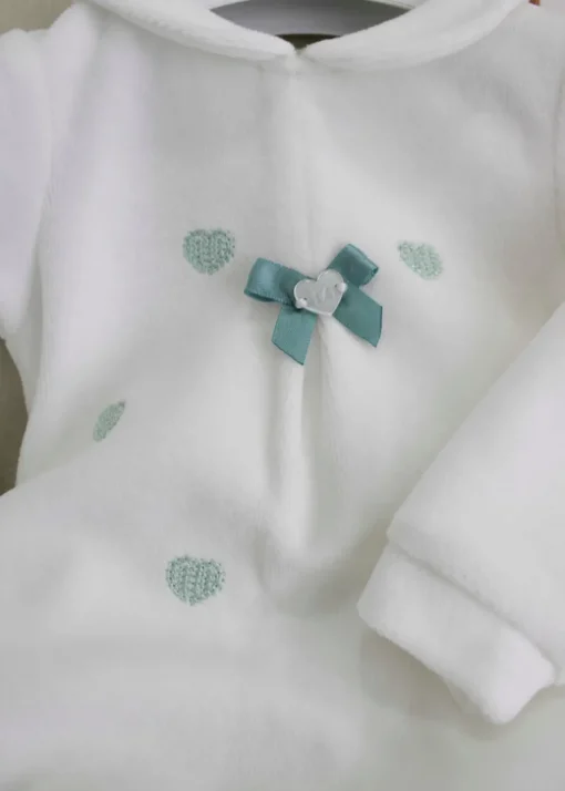 Minibanda Tutina Bianca con Ricamo Cuori per Neonate
