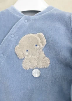 Minibanda Tutina Celeste/Beige con Ricamo per Neonati