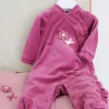Minibanda Tutina Fucsia con Ricamo Fiori per Neonate