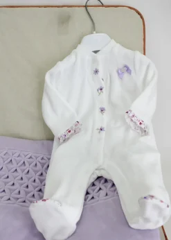Minibanda Tutina Panna/Lilla con Decori per Neonate