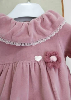 Minibanda Tutina Rosa con Ricamo Fiori per Neonate