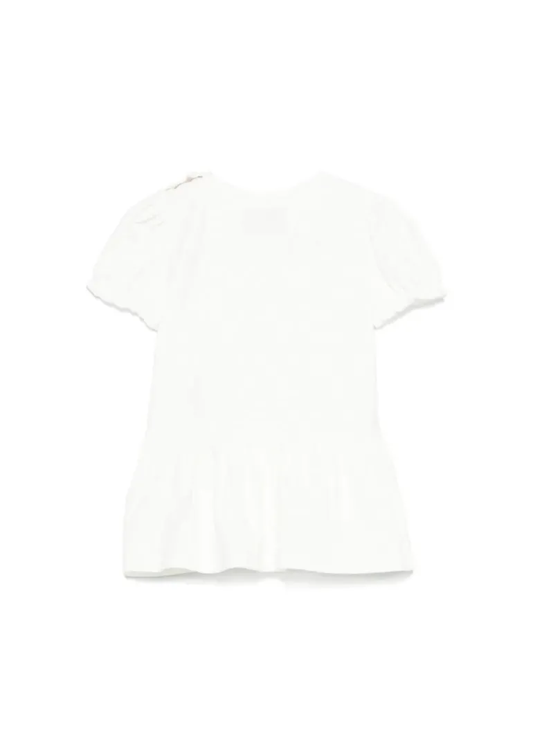 Moschino Kids Abito Bianco con Stampa e Ruches per Neonate