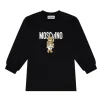 Moschino Kids Abito Lunghe Maniche Nero con Stampa per Neonate