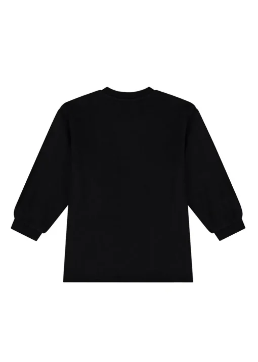 Moschino Kids Abito Lunghe Maniche Nero con Stampa per Neonate