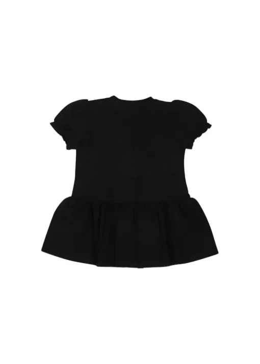 Moschino Kids Abito Nero con Stampa e Ruches per Neonate