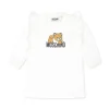 Moschino Kids Abito Panna con Stampa Teddy Bear con Ruches per Neonate