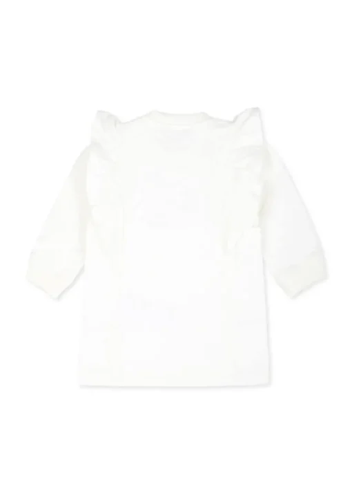 Moschino Kids Abito Panna con Stampa Teddy Bear con Ruches per Neonate