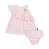 Moschino Kids Abito Rosa a Quadri con Culotte per Neonate