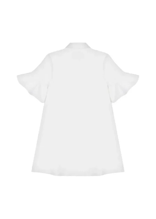 Moschino Kids Abito Svasato Panna con Ruches per Bambine