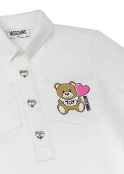 Moschino Kids Abito Svasato Panna con Ruches per Bambine