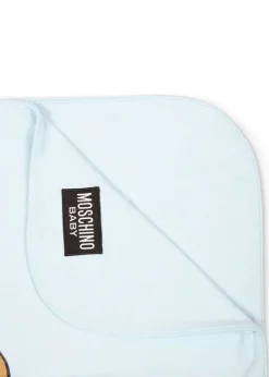 Moschino Kids Coperta Celeste con Teddy Bear per Neonati