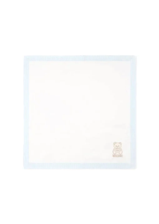 Moschino Kids Coperta Panna/Celeste a Righe per Neonati