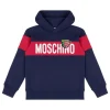 Moschino Kids Felpa Blu con Cappuccio con Logo per Bambini