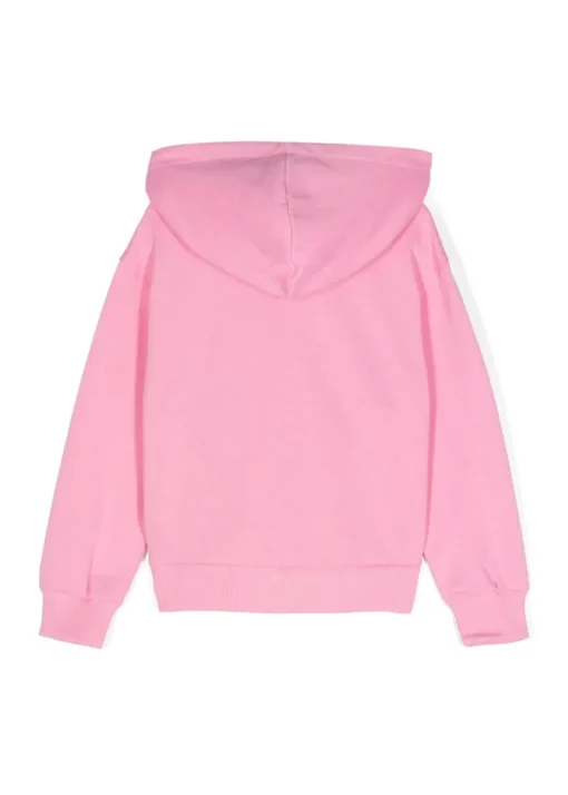 Moschino Kids Felpa Rosa con Cappuccio e Zip per Bambine