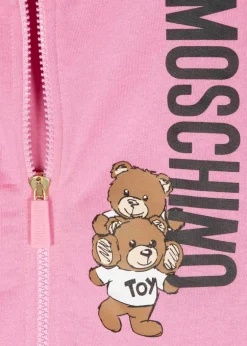 Moschino Kids Felpa Rosa con Cappuccio e Zip per Bambine