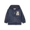 Moschino Kids Giubbino a Vento Navy con Stampa Toy per Neonati