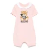 Moschino Kids Pagliaccetto Rosa con Stampa Toy per Neonati