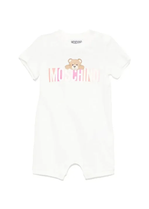 Moschino Kids Pagliaccetto Panna con Stampa Colorful per Neonate