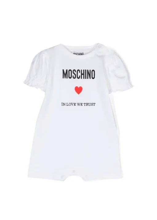 Moschino Kids Pagliaccetto Bianco con Ricamo Logo