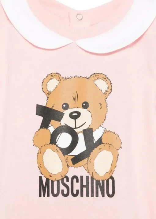 Moschino Kids Pagliaccetto Rosa con Stampa Toy per Neonati