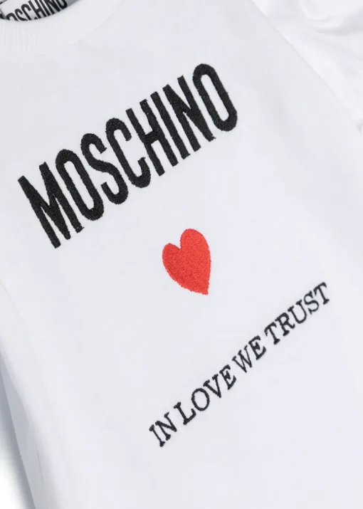 Moschino Kids Pagliaccetto Bianco con Ricamo Logo