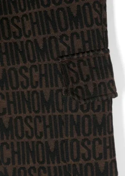 Moschino Kids Pantaloni Marroni in Tuta con Logo Monogram per Bambini