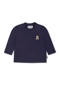 Moschino Kids T-shirt Blu Maniche Lunghe per Neonati