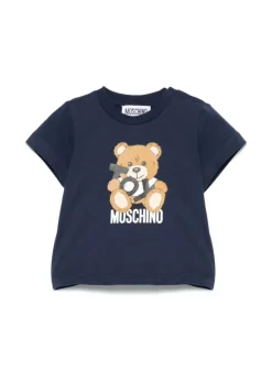 Moschino Kids T-shirt Blu Navy con Stampa Toy per Neonati
