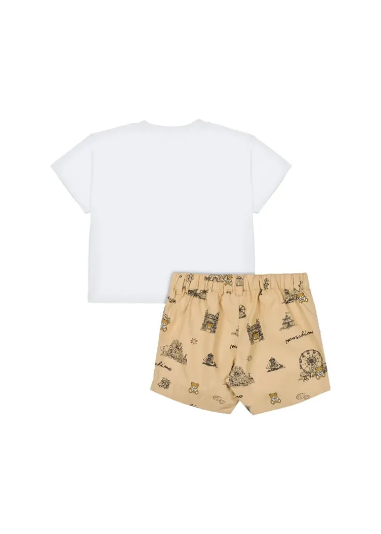 Moschino Kids T-shirt con Shorts Bianco/Beige per Neonati