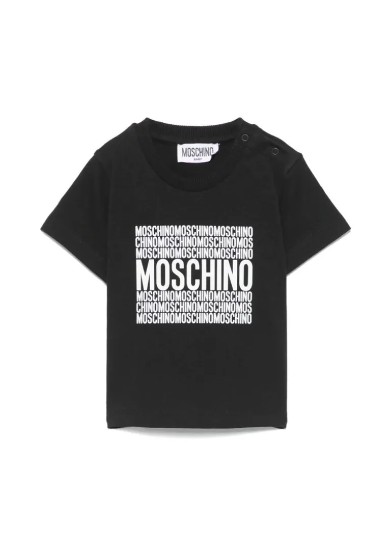 Moschino Kids T-shirt Nera con Logo per Neonati