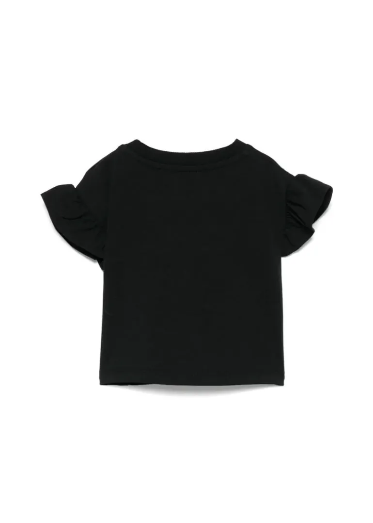 Moschino Kids T-shirt Nera con Stampa per Neonate