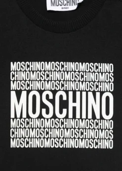 Moschino Kids T-shirt Nera con Logo per Neonati