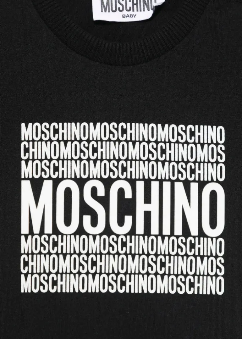 Moschino Kids T-shirt Nera con Logo per Neonati