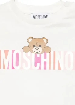 Moschino Kids T-shirt Panna con Stampa Colorful per Neonate