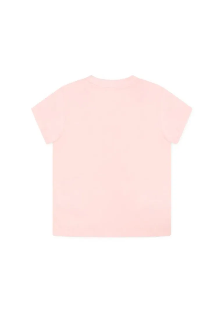 Moschino Kids T-shirt Rosa con Stampa Teddy per Neonate