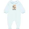 Moschino Kids Tutina Celeste con Stampa Toy per Neonati