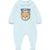 Moschino Kids Tutina Celeste con Logo Teddy Bear per Neonati