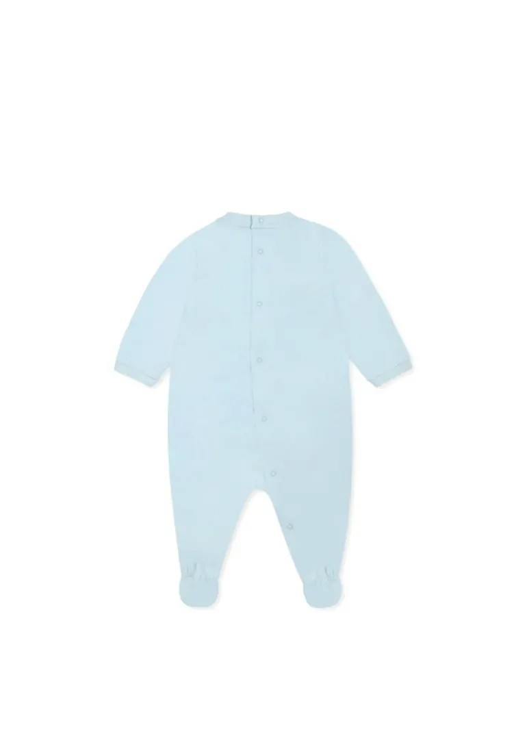 Moschino Kids Tutina Celeste con Stampa Teddy per Neonati