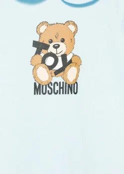 Moschino Kids Tutina Celeste con Stampa Toy per Neonati