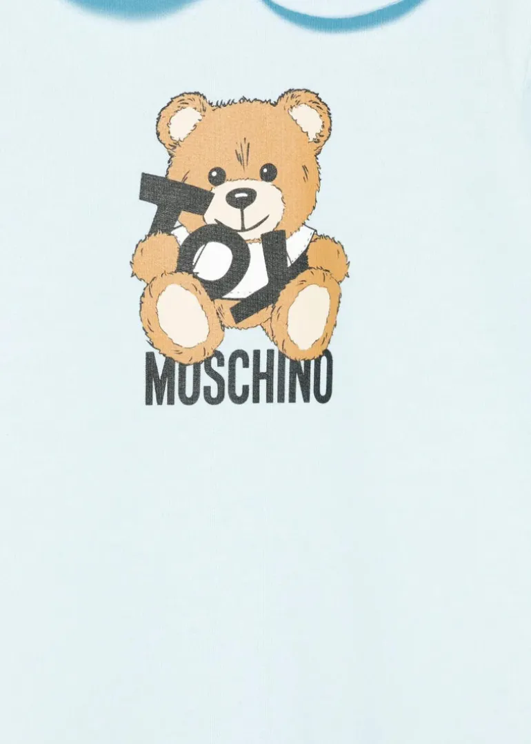 Moschino Kids Tutina Celeste con Stampa Toy per Neonati