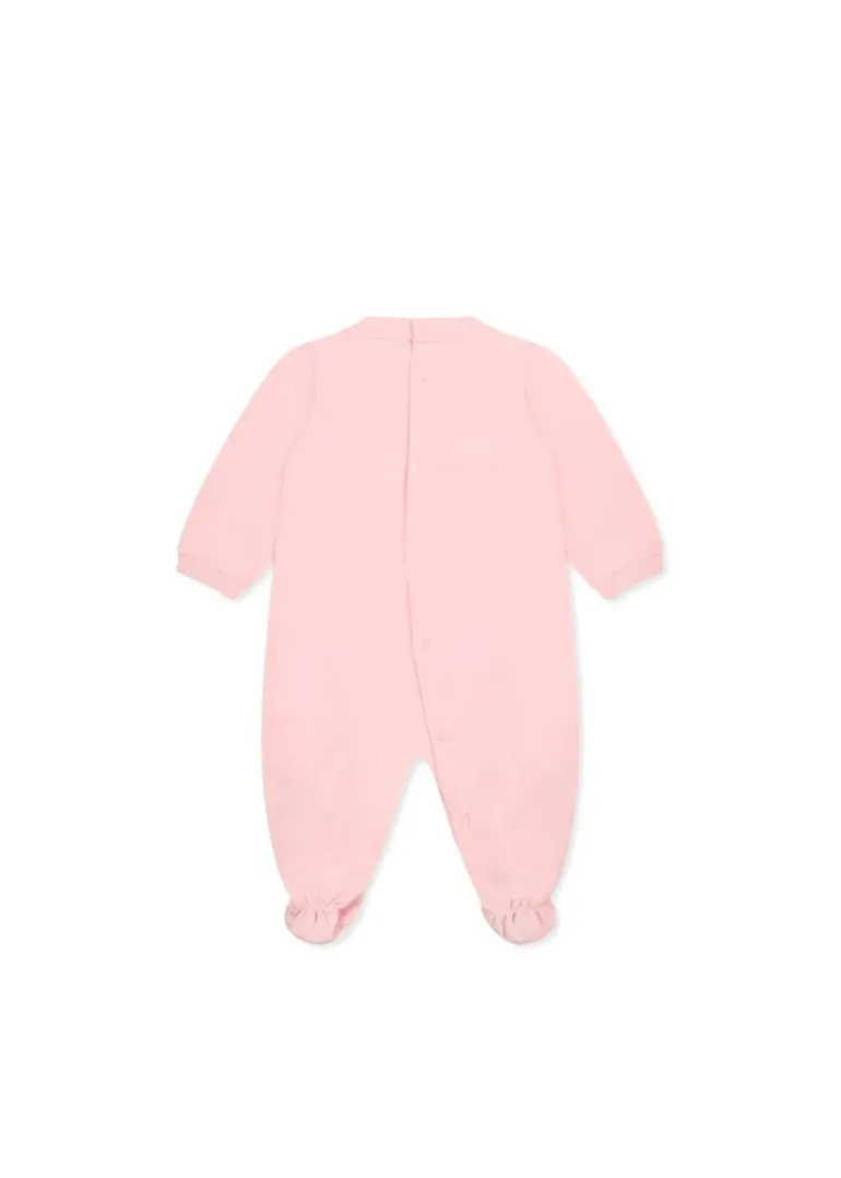 Moschino Kids Tutina Rosa con Stampa Teddy per Neonate
