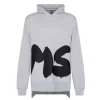MSGM Kids Abito Grigio con Cappuccio con Logo per Bambine