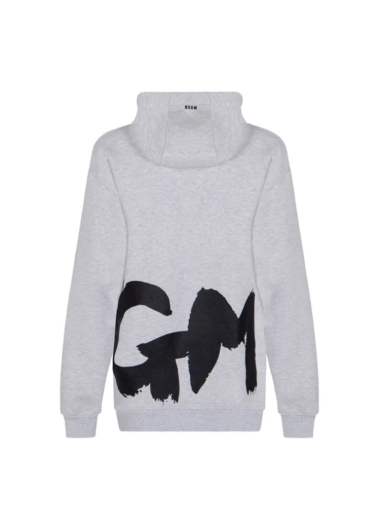 MSGM Kids Abito Grigio con Cappuccio con Logo per Bambine