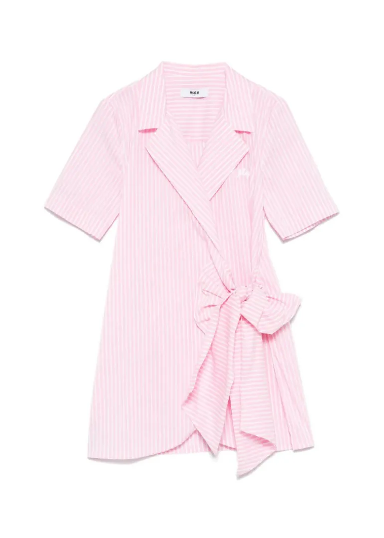 MSGM Kids Abito Rosa a Righe per Bambine