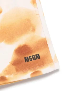 MSGM Kids Bermuda Crema con Stampa per Bambini