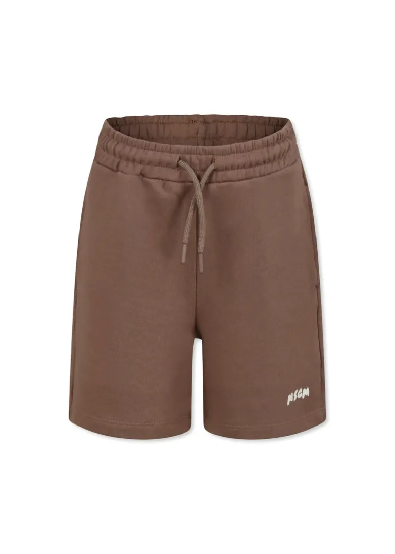 MSGM Kids Bermuda Marrone con Logo per Bambini