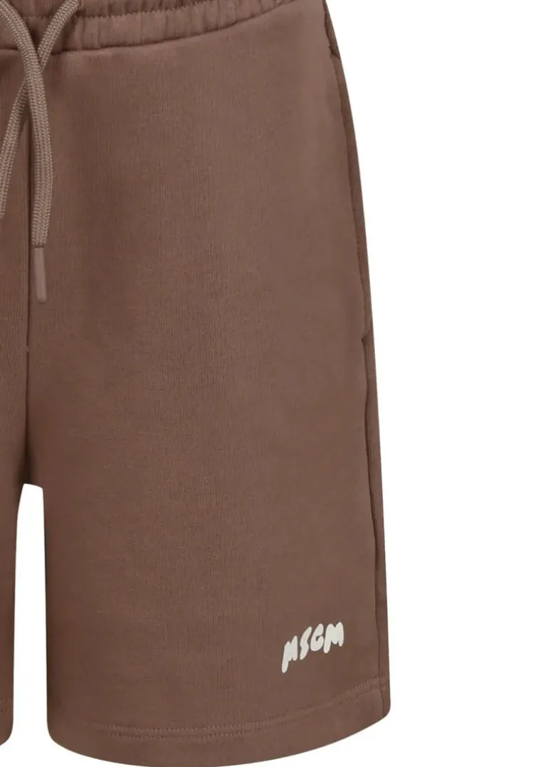 MSGM Kids Bermuda Marrone con Logo per Bambini