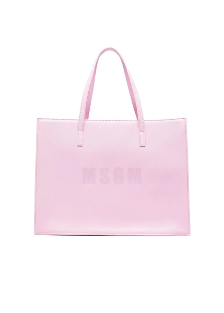 MSGM Kids Borsa Tote Rosa con Stampa per Bambine