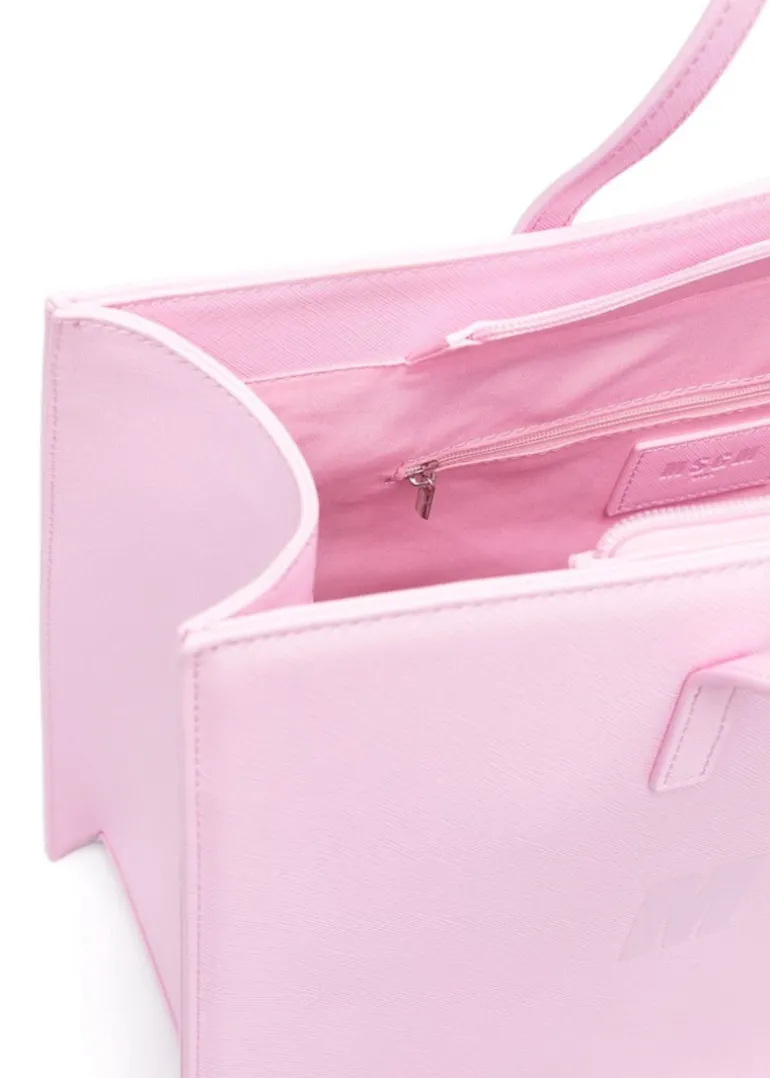 MSGM Kids Borsa Tote Rosa con Stampa per Bambine