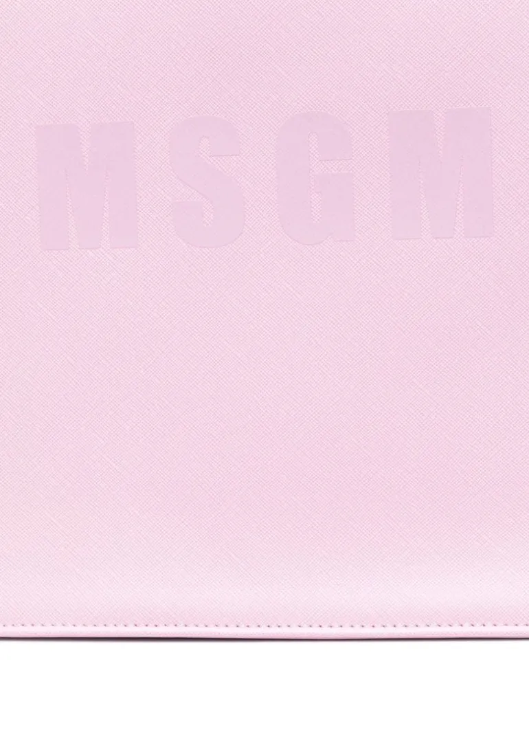 MSGM Kids Borsa Tote Rosa con Stampa per Bambine